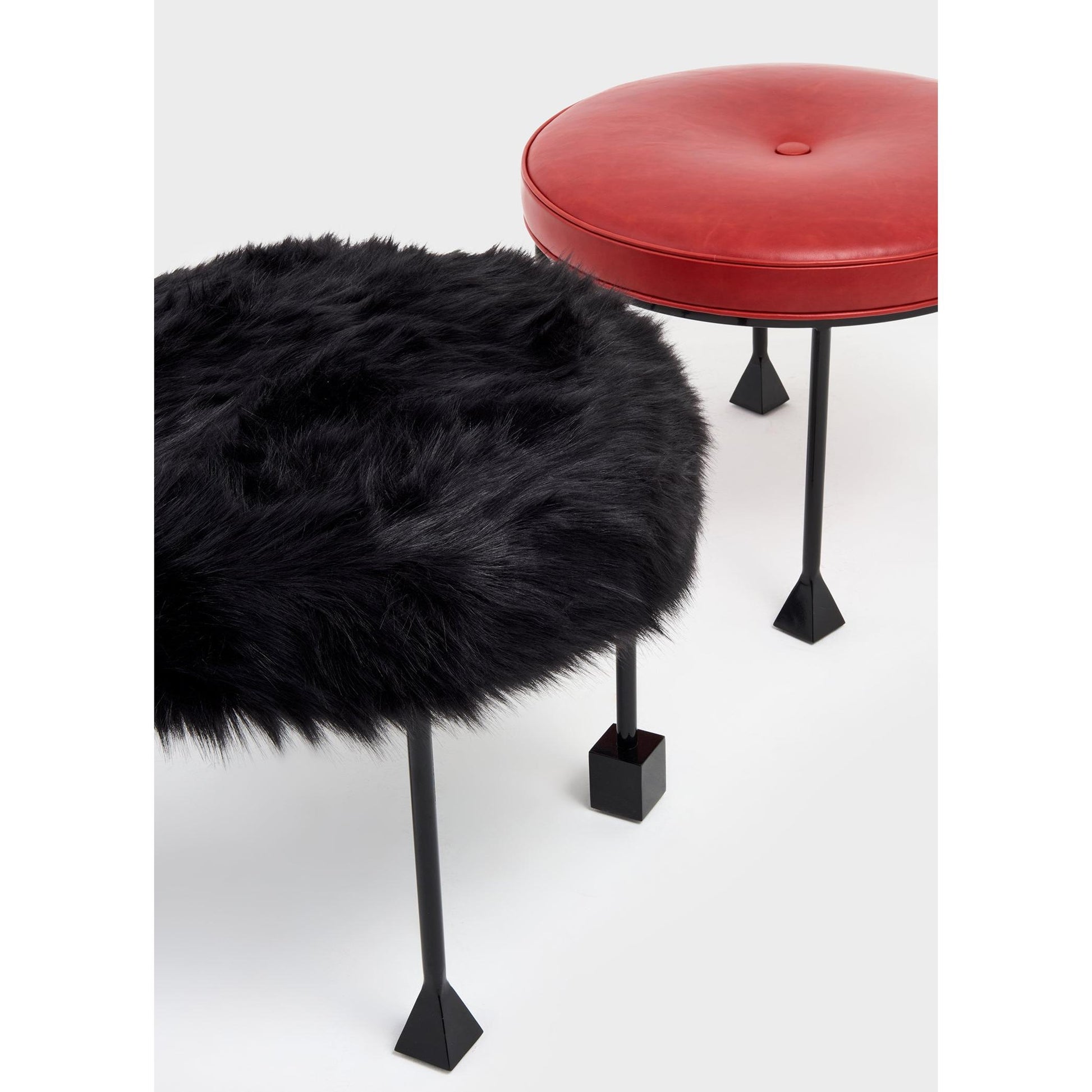 Noir Stool Suni Kürk Puf-Puf-ALPAQ STUDIO-NowShopFun