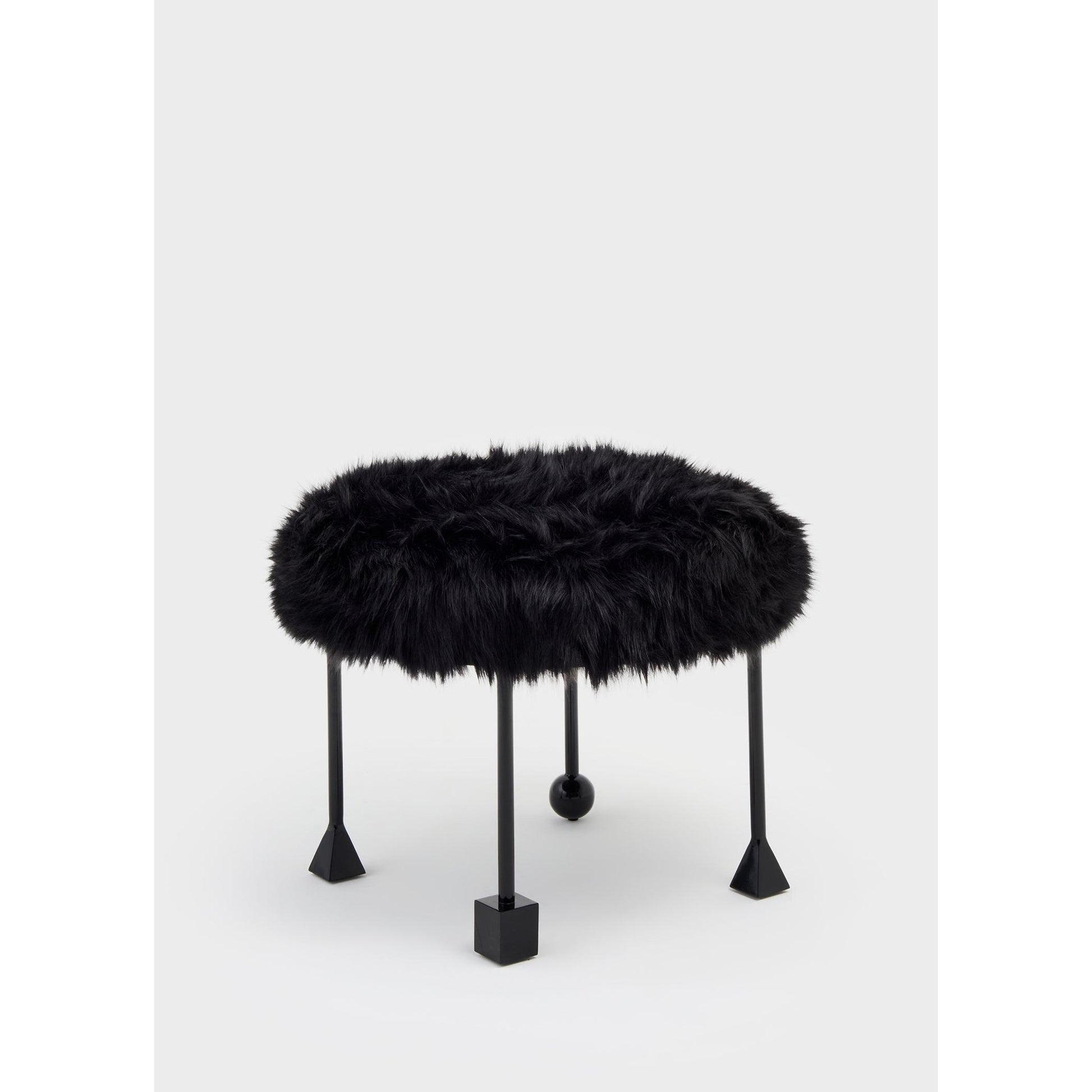 Noir Stool Suni Kürk Puf-Puf-ALPAQ STUDIO-NowShopFun