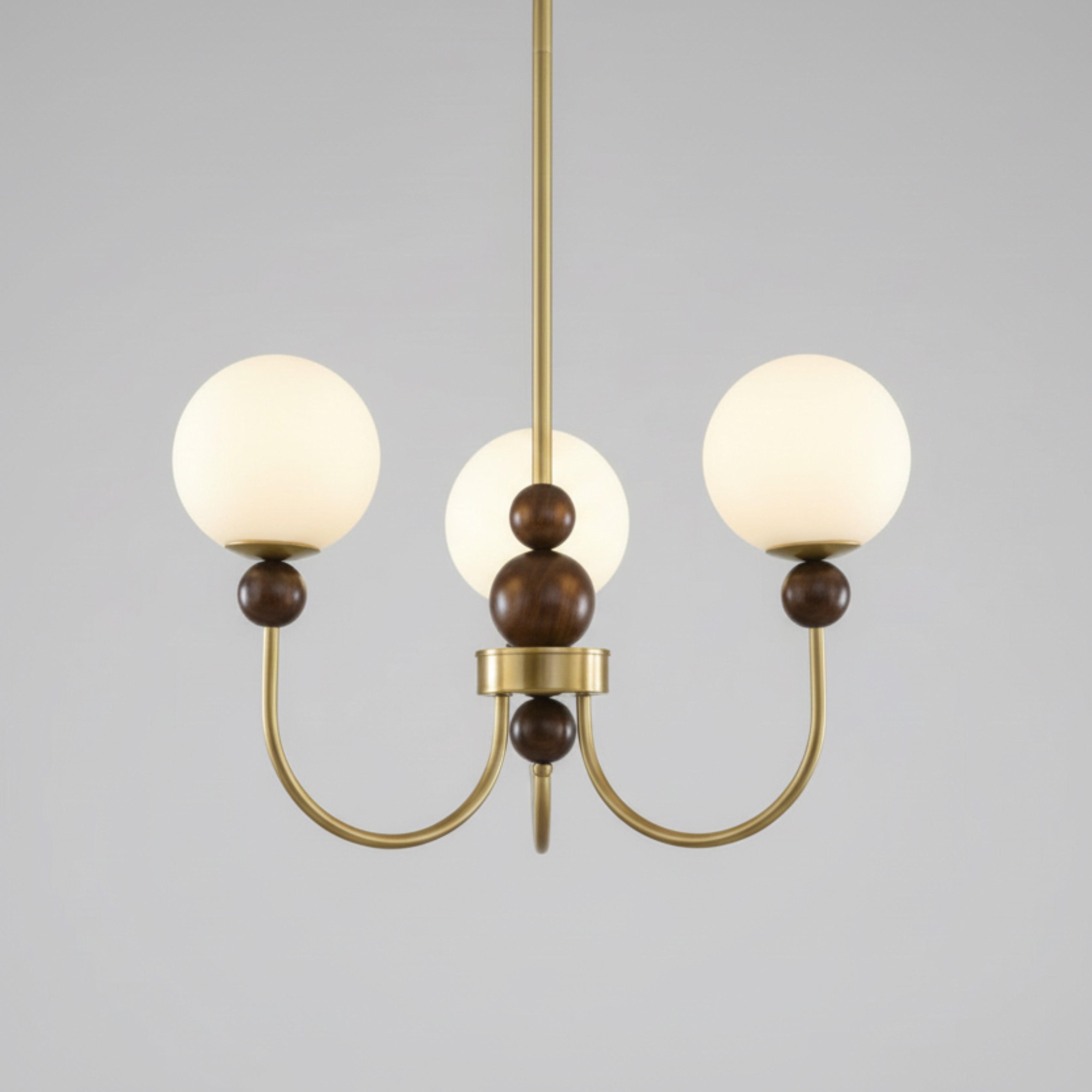 Nostera Retro Klasik Camlı Ahşap Gold Gövde Avize-Avize-Ronisu Aydınlatma-3'lü-NowShopFun