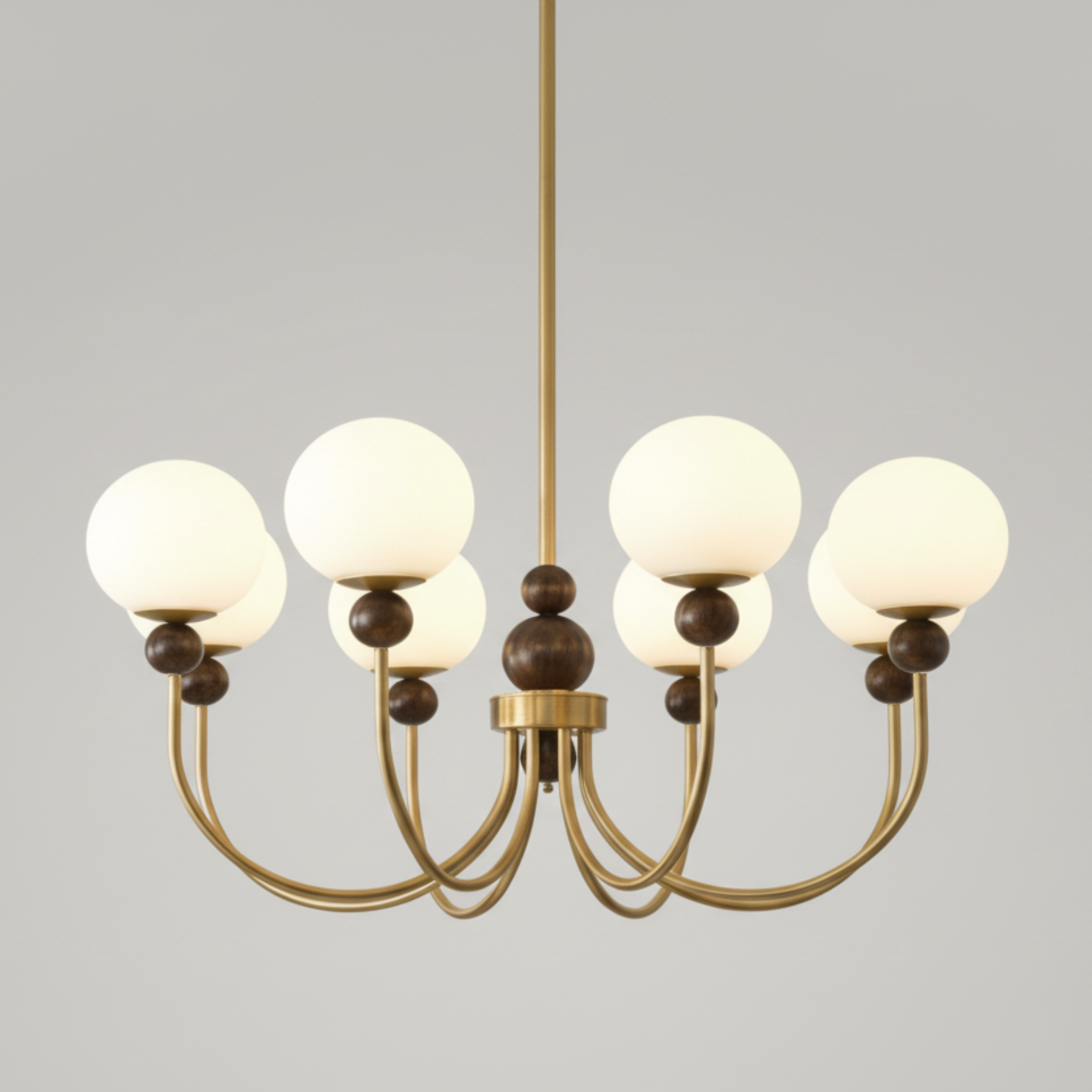 Nostera Retro Klasik Camlı Ahşap Gold Gövde Avize