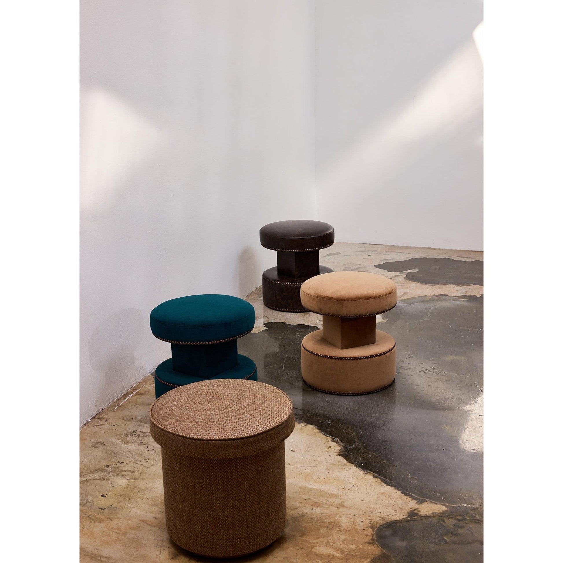 Nova Stool Kahverengi Vintage Deri Puf