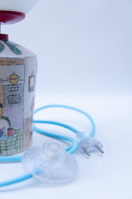 Off Day El Çizimi Seramik Masa Lambası-Masa Lambası-Maku Ceramic-NowShopFun