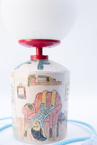 Off Day El Çizimi Seramik Masa Lambası-Masa Lambası-Maku Ceramic-NowShopFun