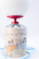 Off Day El Çizimi Seramik Masa Lambası-Masa Lambası-Maku Ceramic-NowShopFun