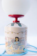Off Day El Çizimi Seramik Masa Lambası-Masa Lambası-Maku Ceramic-NowShopFun