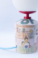 Off Day El Çizimi Seramik Masa Lambası-Masa Lambası-Maku Ceramic-NowShopFun