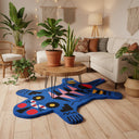 Oggian Blue Panter Büyük Boy Halı (128cm X 200cm)