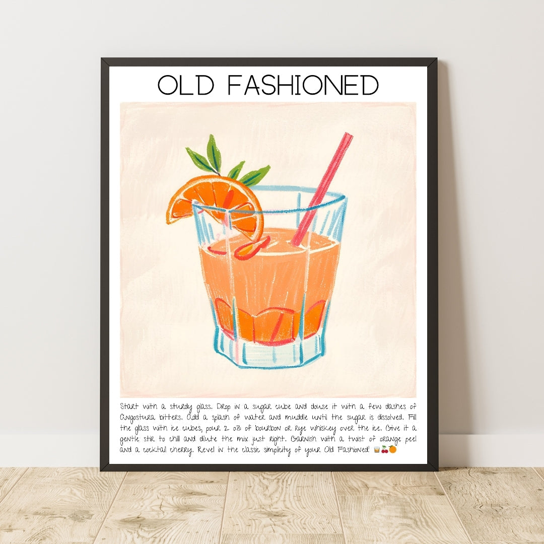 Old Fashioned Cocktail Art Print Tasarım Poster-Tablo-Muff Atelier-21x30cm-NowShopFun