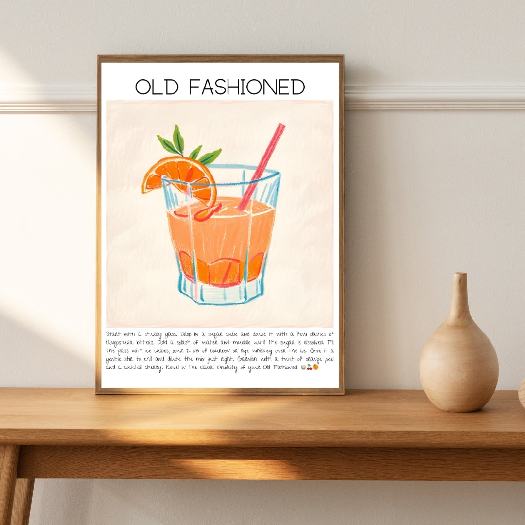 Old Fashioned Cocktail Art Print Tasarım Poster-Tablo-Muff Atelier-21x30cm-NowShopFun