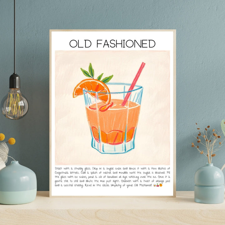 Old Fashioned Cocktail Art Print Tasarım Poster-Tablo-Muff Atelier-21x30cm-NowShopFun