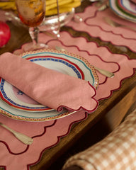 Ondulado Somon / Kırmızı Amerikan Servis & Peçete Seti-Amerikan Servis-Mariaida Home-NowShopFun