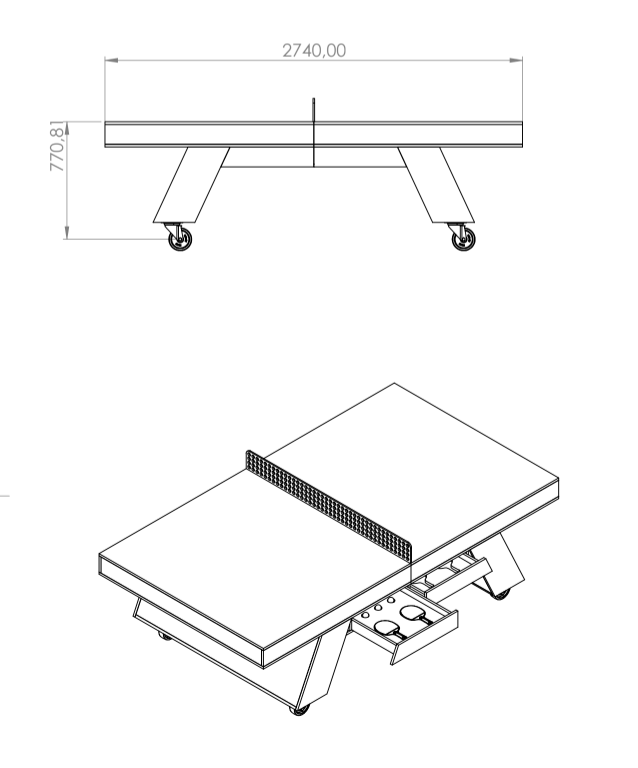 Onn Bounce - Tasarım Çekmeceli Masa Tenisi Masası