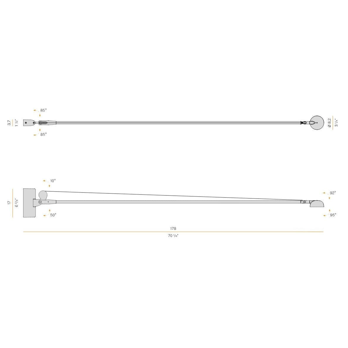 Opuntia Apli̇K Mat Si̇Yah Ø8xl178 Cm Led 8.5w