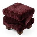 Orb Bordo Şönil Ceviz Top Ayaklı Asimetrik Puf-Puf-Cipretti-NowShopFun