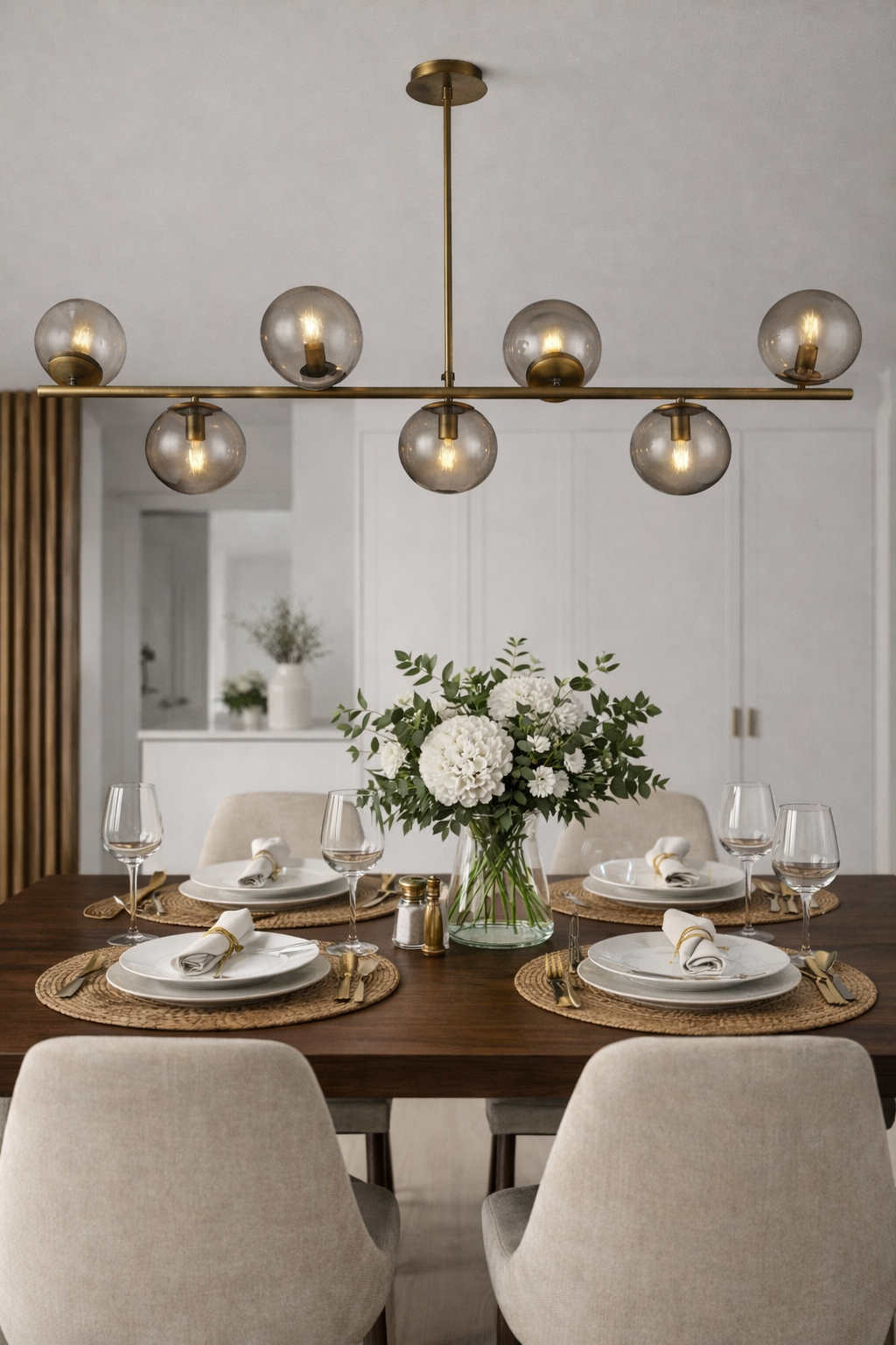 Orbit 7 Kollu Avize-Masa Üstü-Sarkıt Aydınlatma-Lumiana-Şeffaf-NowShopFun
