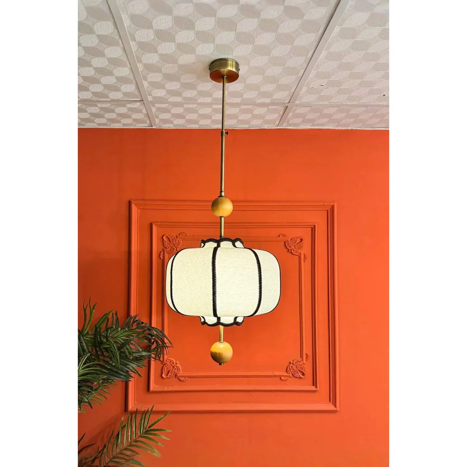 Orion Ahşap Detaylı Keten Avize