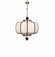 Orion Bordo Şeritli Ahşap Detaylı Keten Avize-Avize-Motto Home Design-40 cm-Wenge-NowShopFun