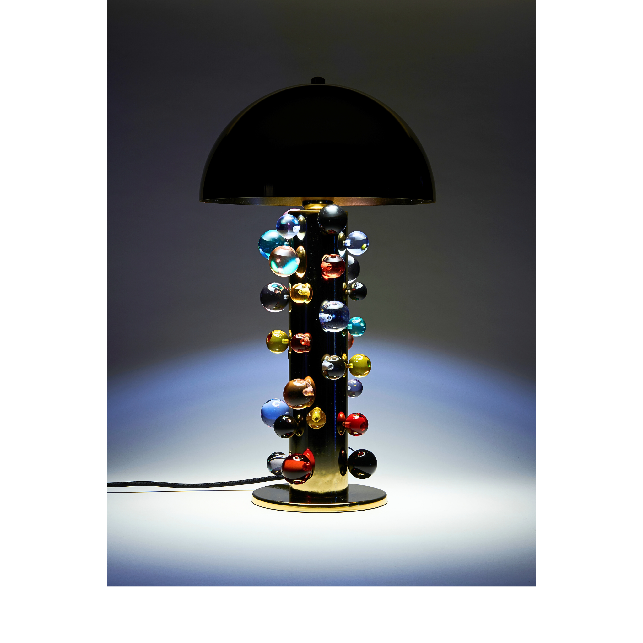 Orora Renkli Cam Detaylı Gold Metal Masa Lambası