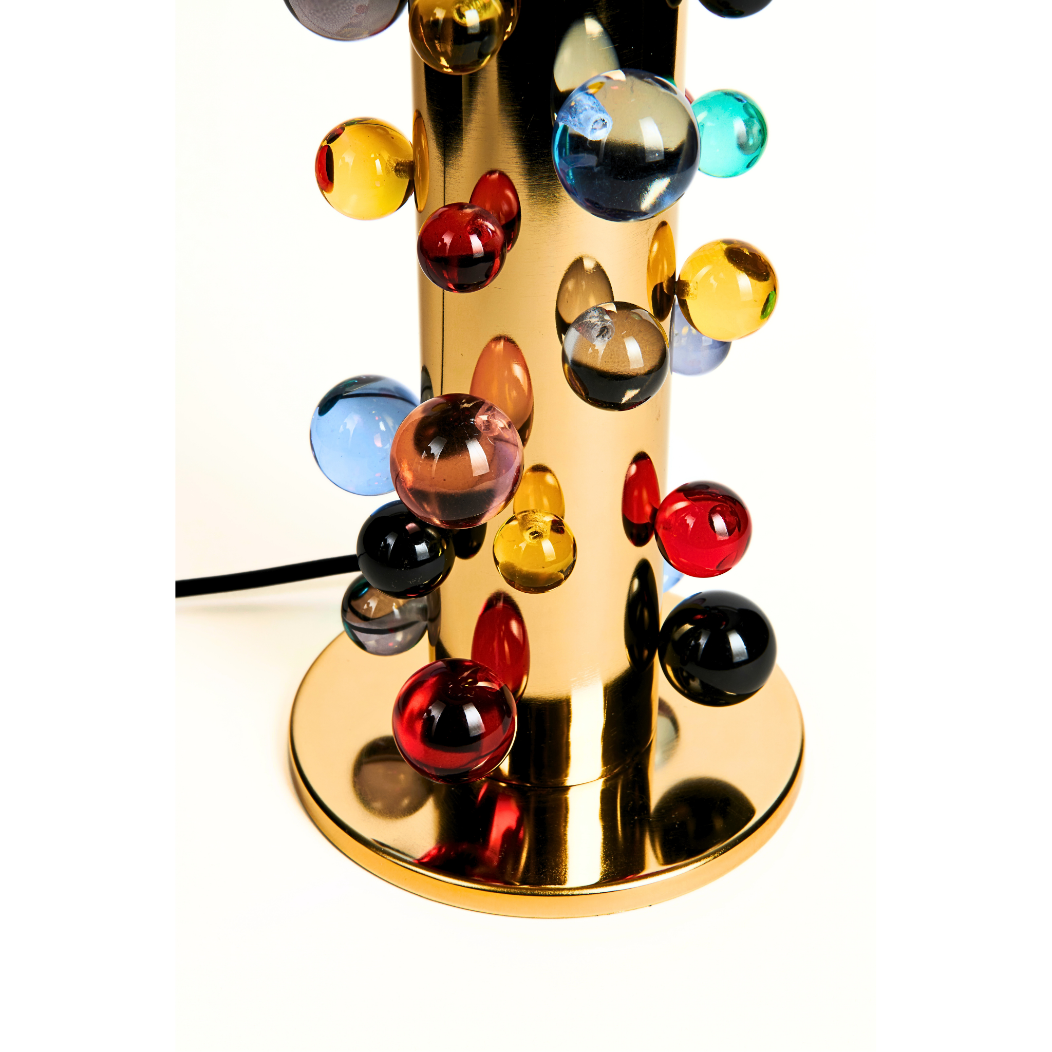 Orora Renkli Cam Detaylı Gold Metal Masa Lambası