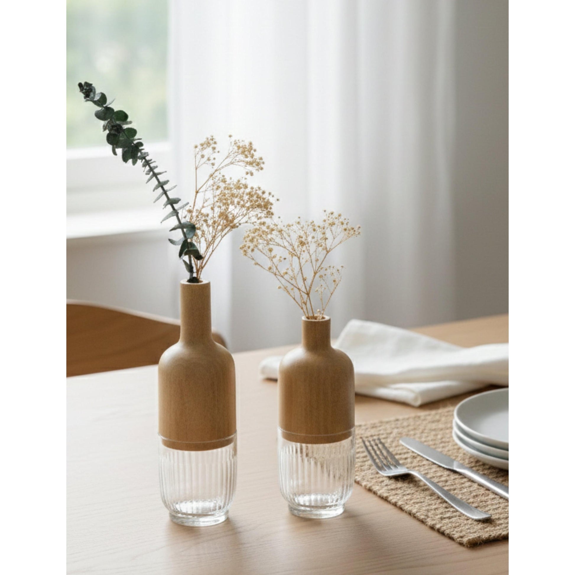 Osaka Minimalist 2'li Vazo Seti - Şeffaf