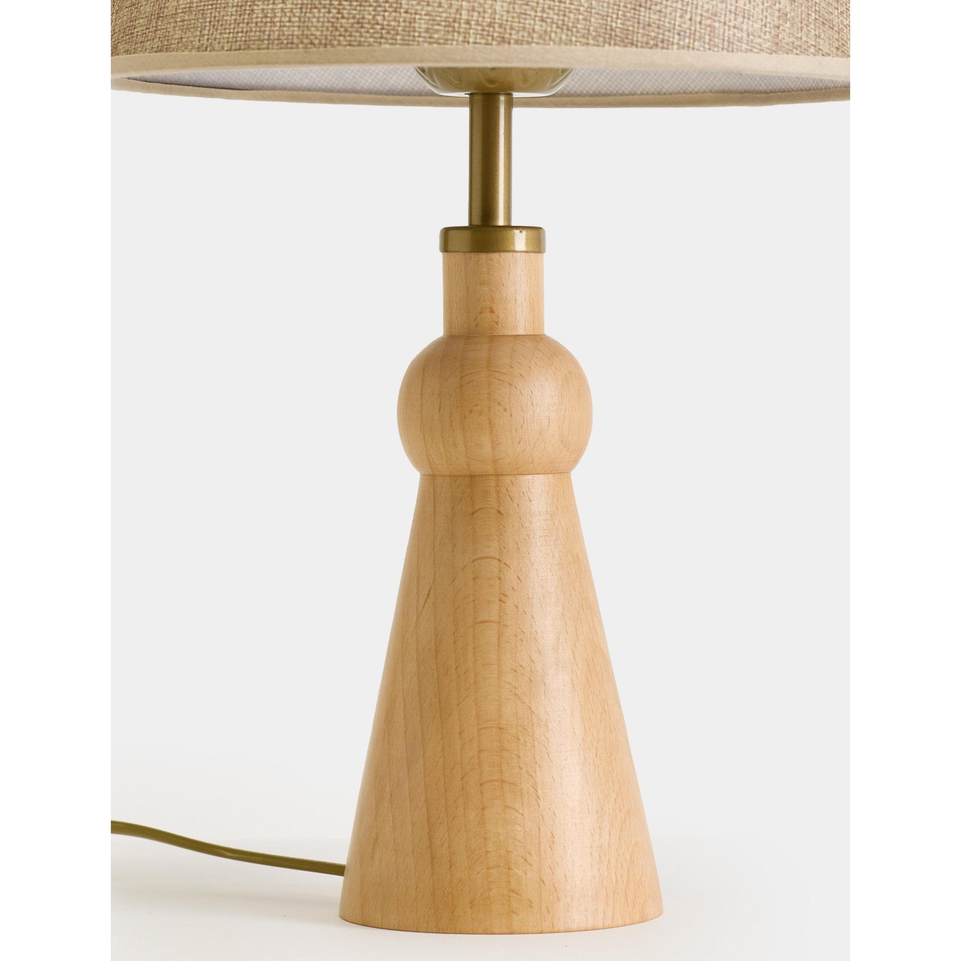 Oslo Kumaş Şapkalı Ahşap Abajur