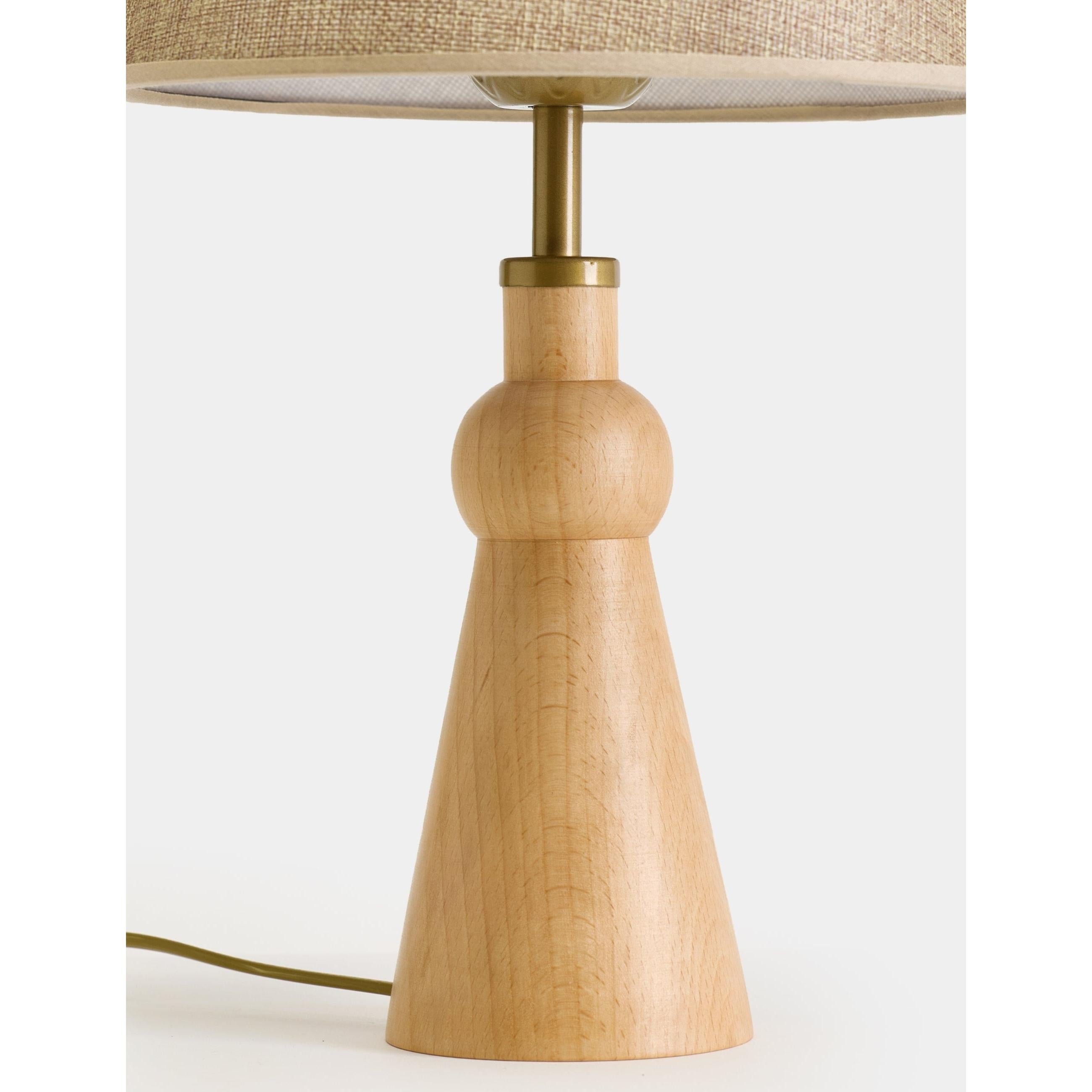 Oslo Kumaş Şapkalı Ahşap Abajur