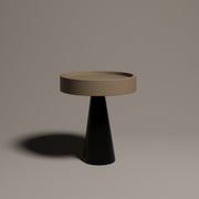 ÖTE STOOL & SIDE TABLE - Lacquered beige tray & lacquered black leg