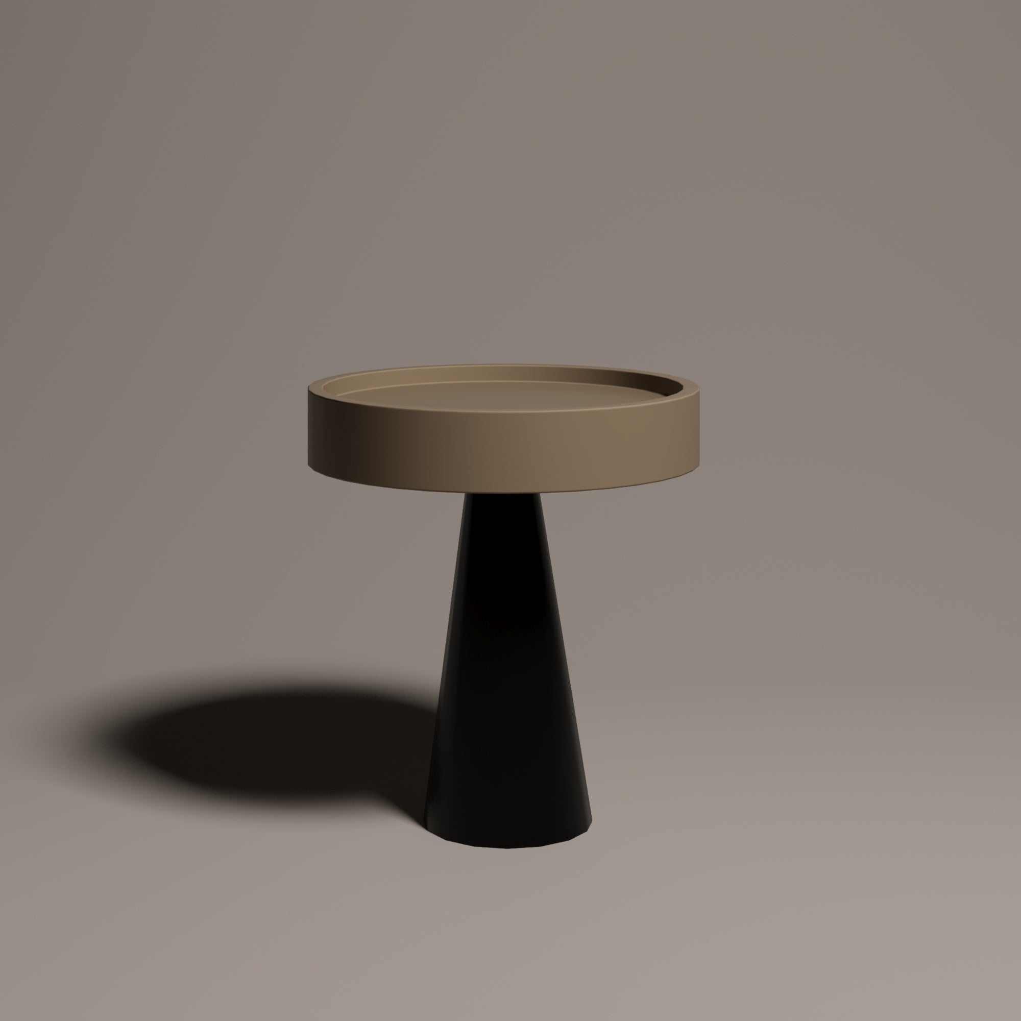 ÖTE STOOL & SIDE TABLE - Lacquered beige tray & lacquered black leg