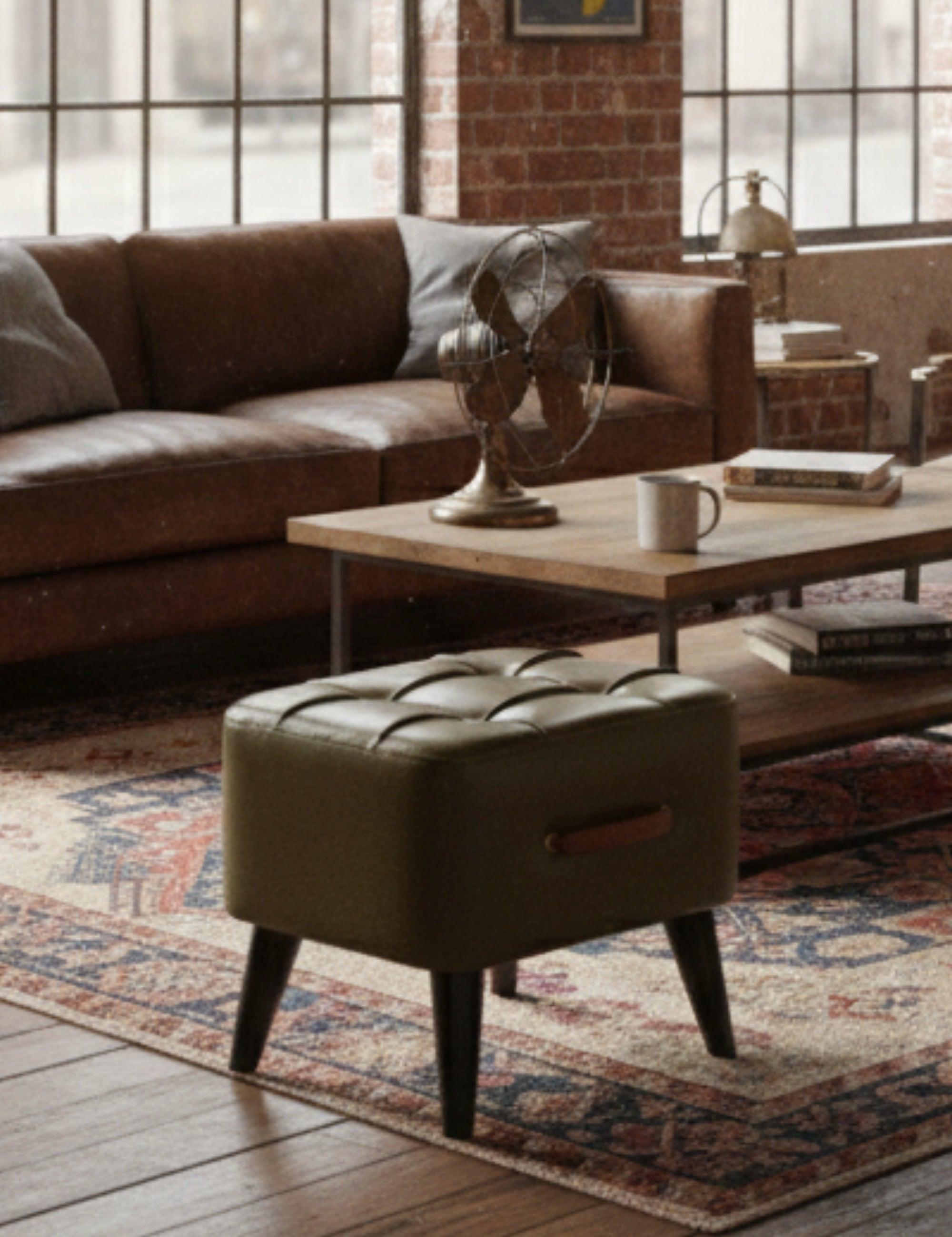 Ottocase Nostaljik El Yapımı Kapitone Deri Puf-Puf-Maisonord-NowShopFun