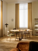 Oval Burlwood Altın Ayaklı Yemek Masası