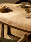 Oval Burlwood Altın Ayaklı Yemek Masası