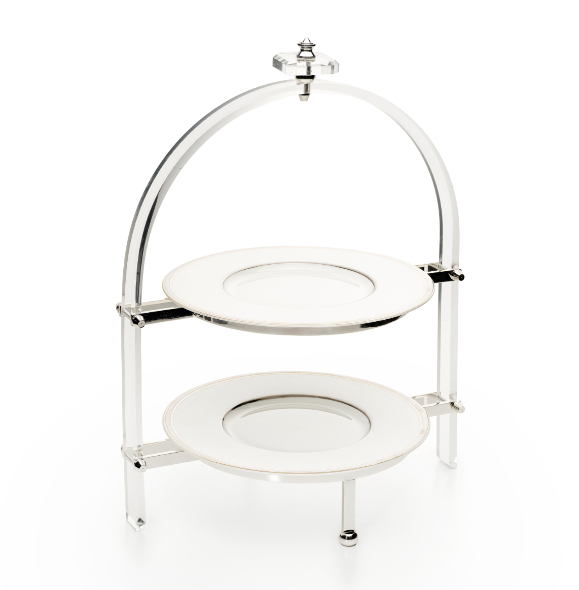 Ovalisa 2 Katlı Gümüş Servislik Etajeri