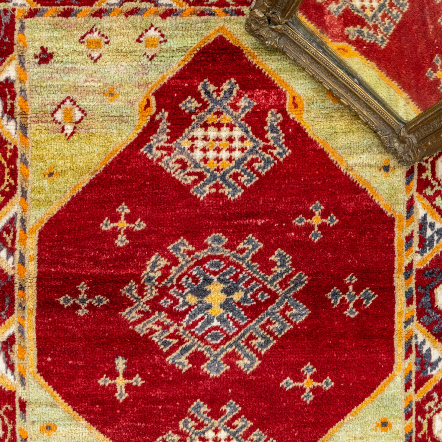 Palas Etnik Desenli El Dokuma Yün Tülü Halı 141x169 cm-Kilim & Halı-Soho Antiq-NowShopFun