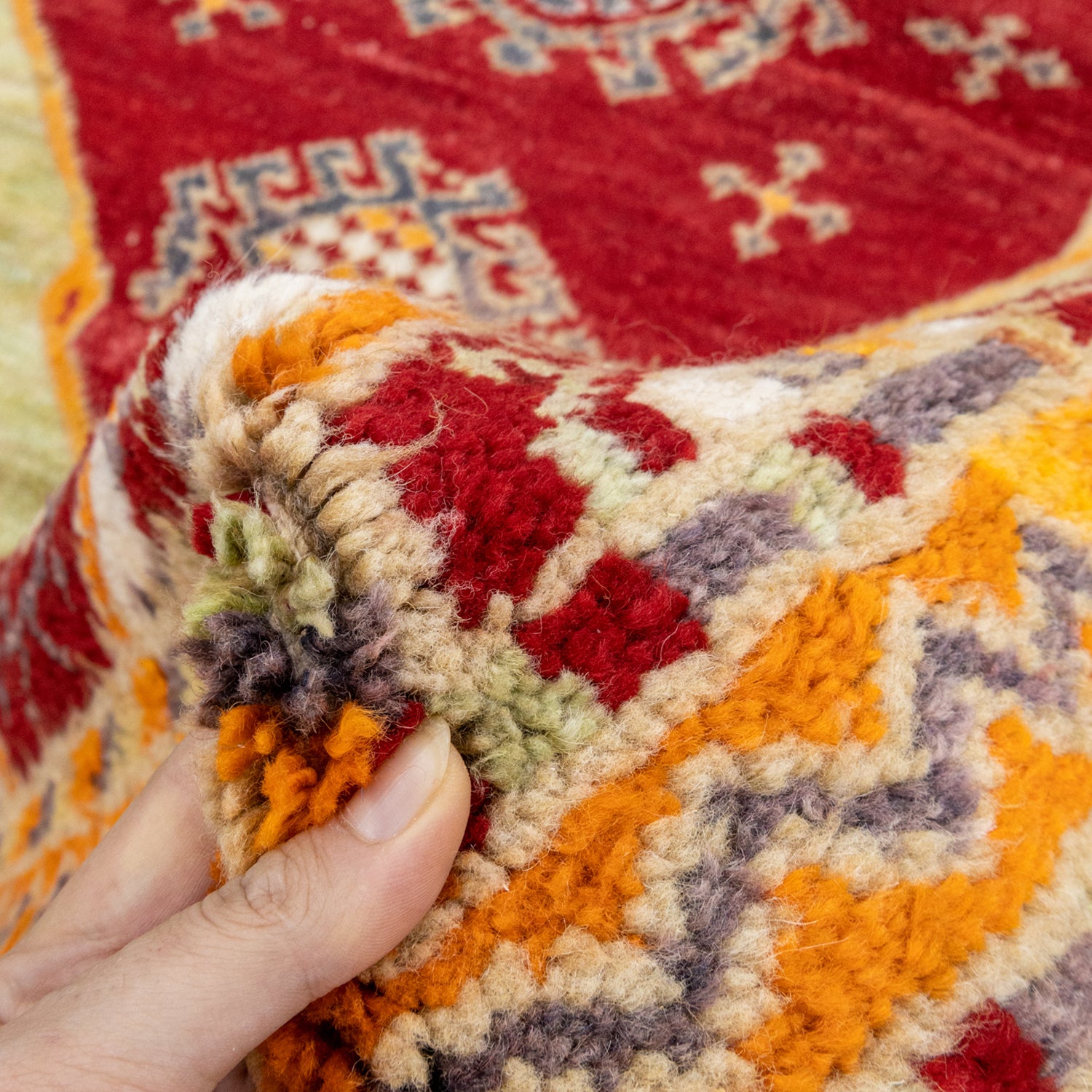 Palas Etnik Desenli El Dokuma Yün Tülü Halı 141x169 cm-Kilim & Halı-Soho Antiq-NowShopFun