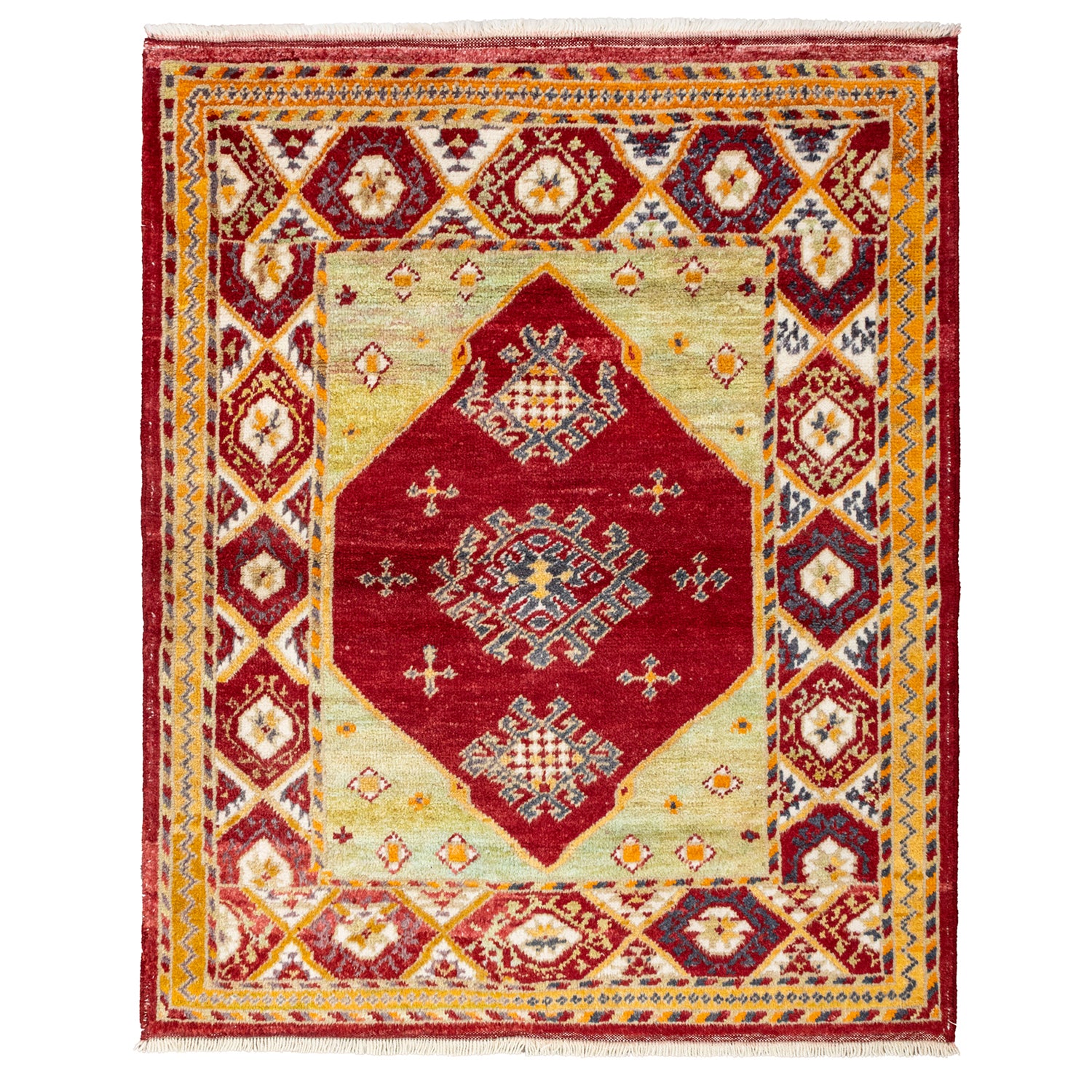 Palas Etnik Desenli El Dokuma Yün Tülü Halı 141x169 cm-Kilim & Halı-Soho Antiq-NowShopFun
