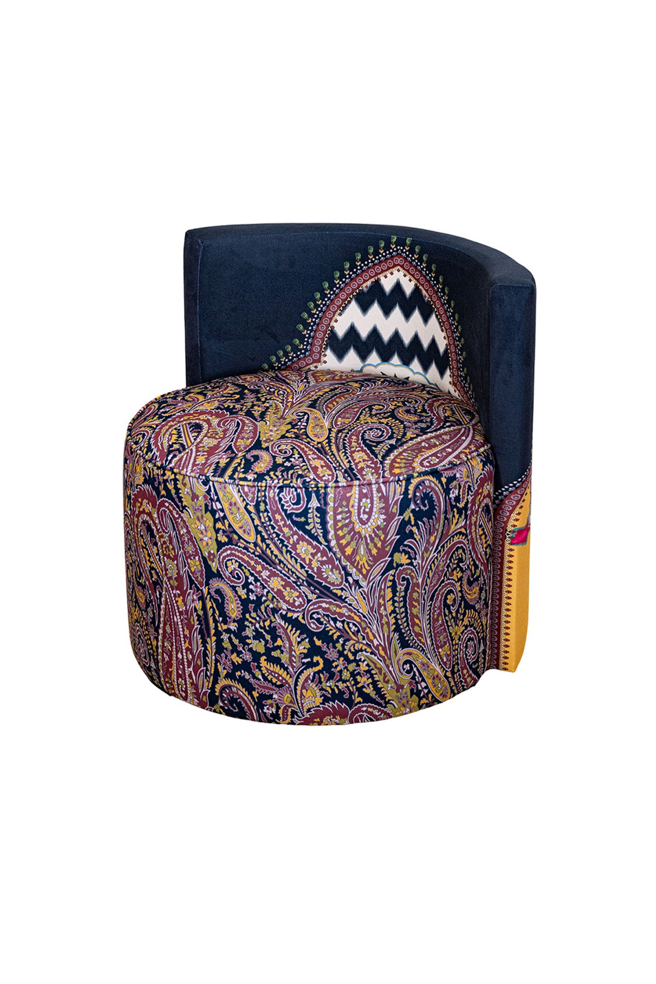 Palm Pavilion Sırt Destekli Kadife Puf