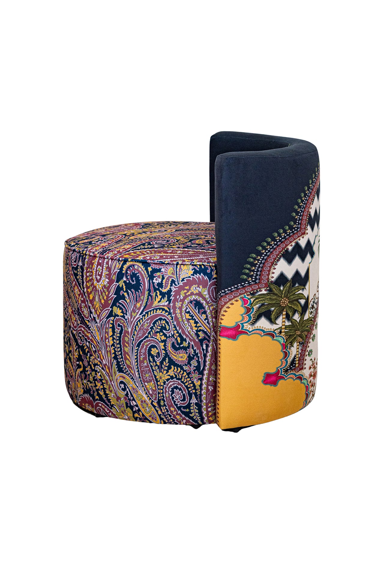 Palm Pavilion Sırt Destekli Kadife Puf