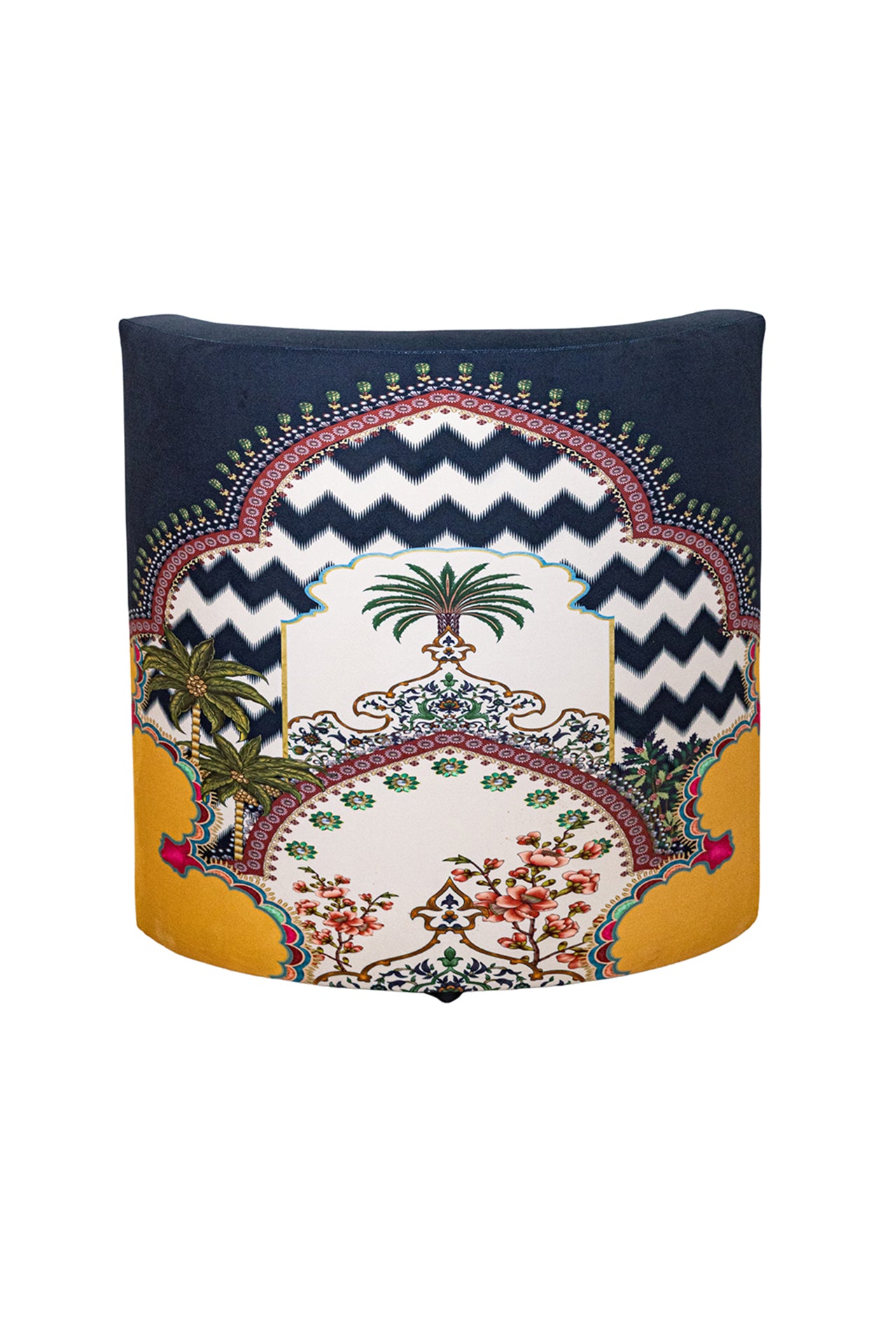 Palm Pavilion Sırt Destekli Kadife Puf