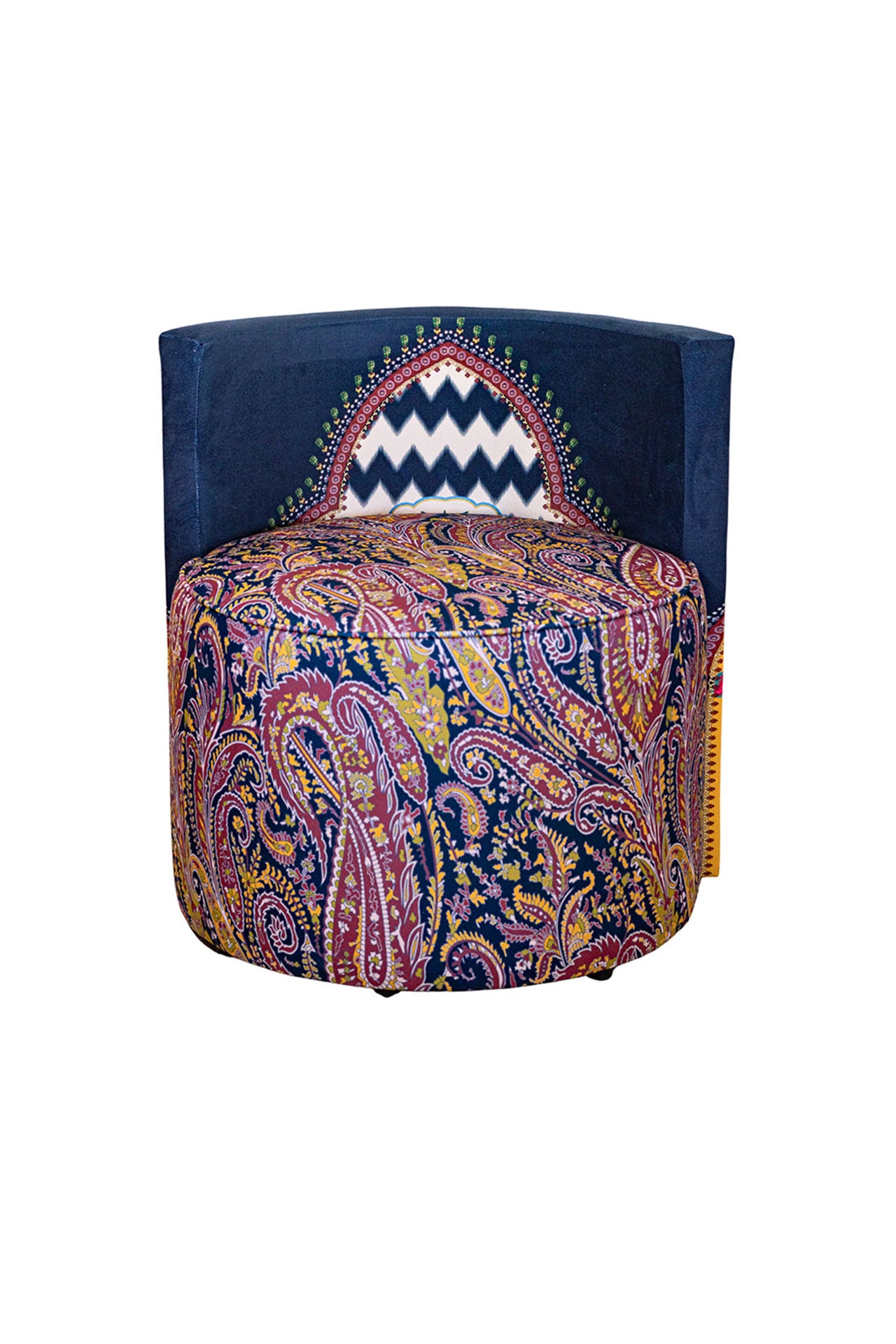 Palm Pavilion Sırt Destekli Kadife Puf