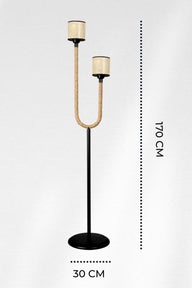 Palmera İkili Siyah Metal Lambader-Lambader-Alldesco-NowShopFun