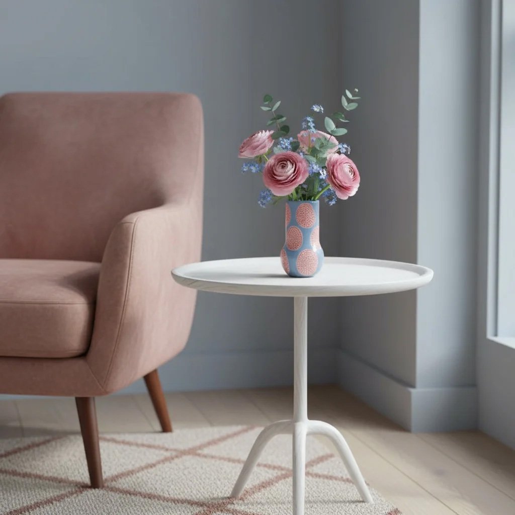 Pembe Benekli Seramik Vazo