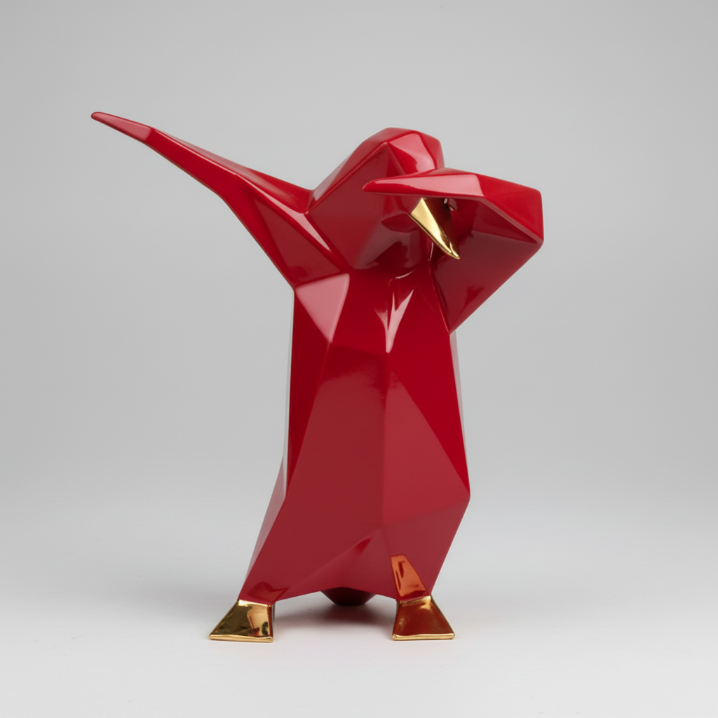 Penguin Glossy Bordeaux Dekoratif Obje