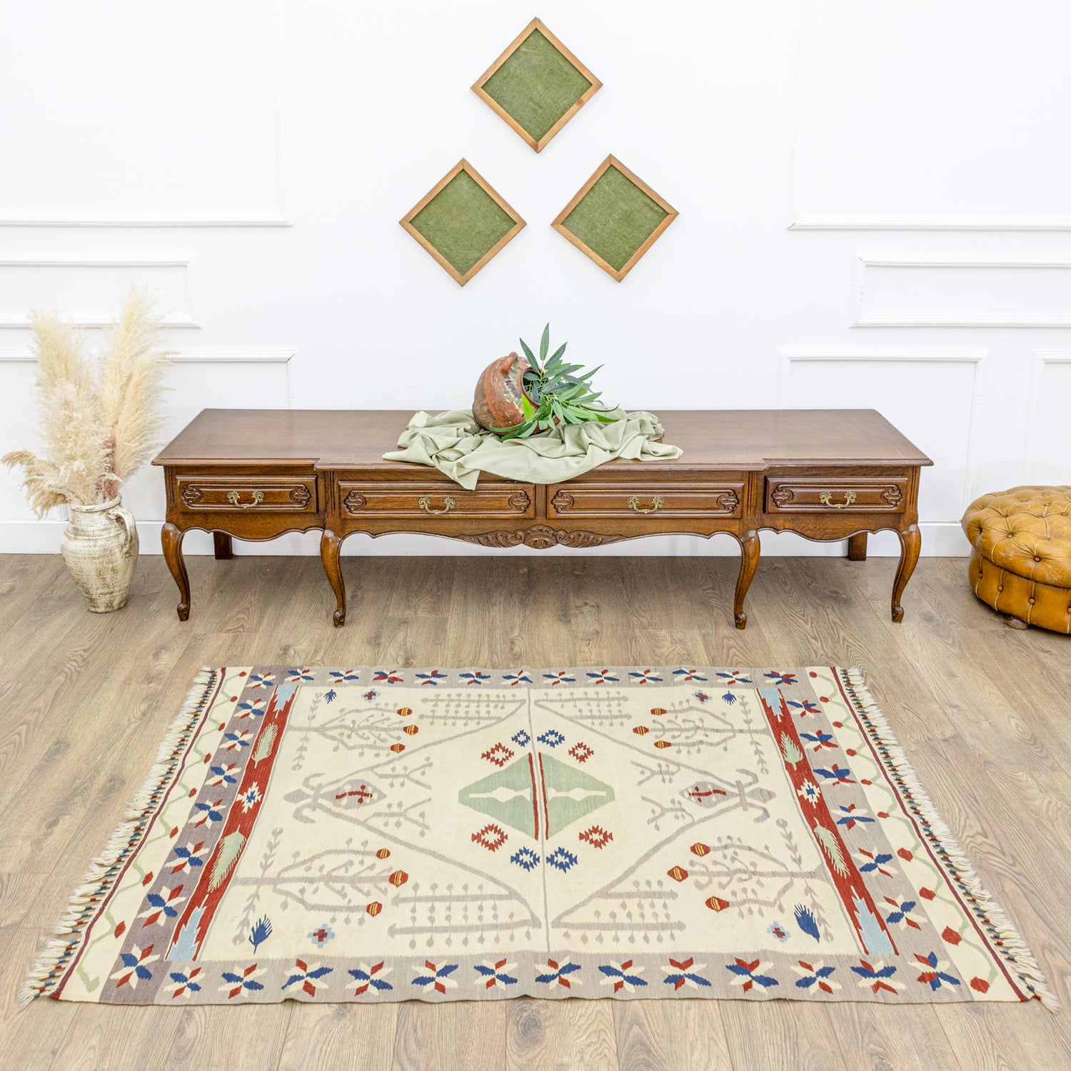 Peren Şarköy Desenli Yün Kilim 115X172 Cm