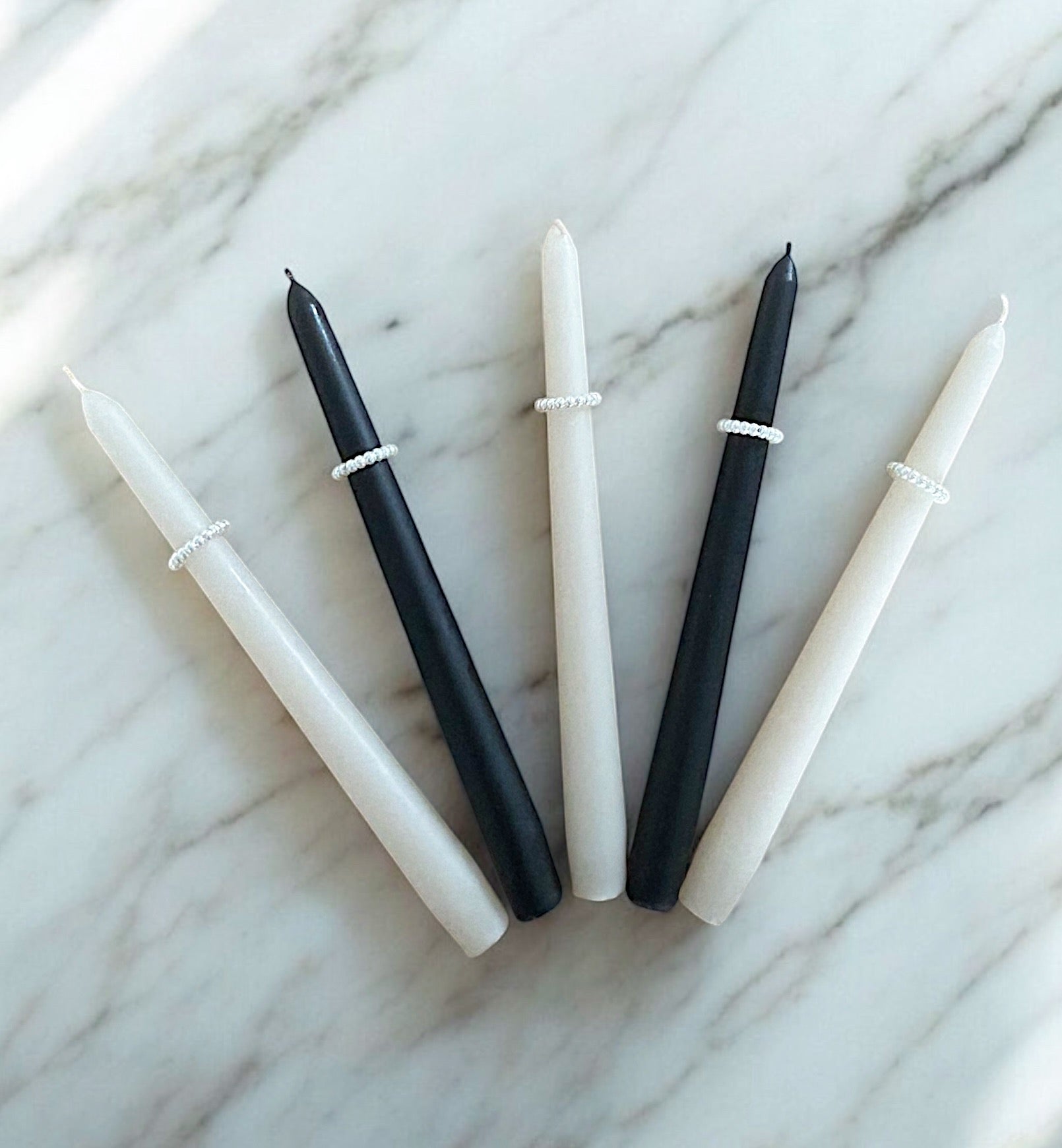 Perla Candles - Black & white - Set of 5