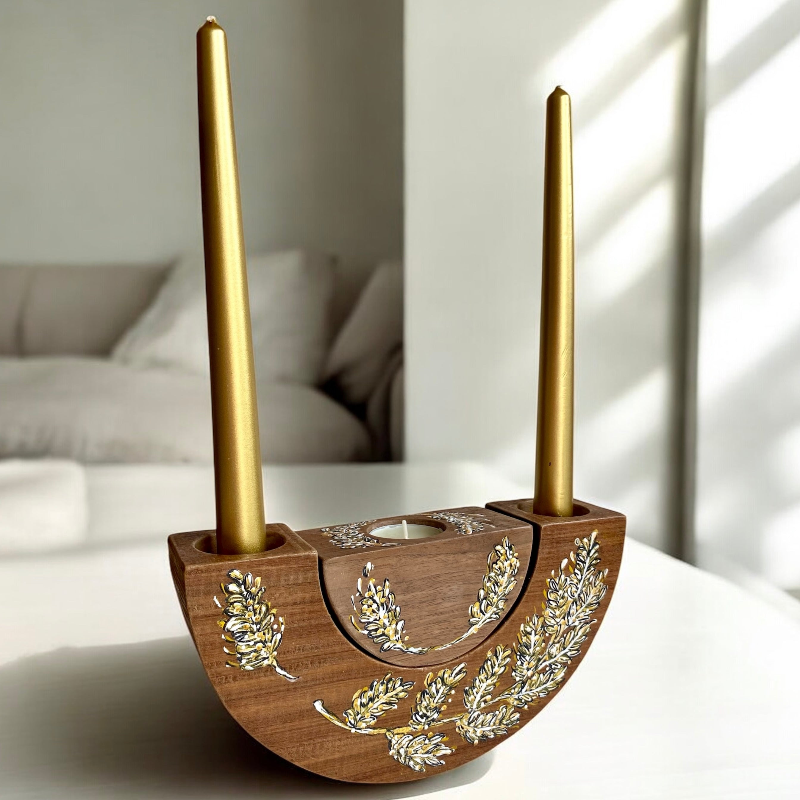 Başak Dalı Üçlü Mumluk / Şamdan