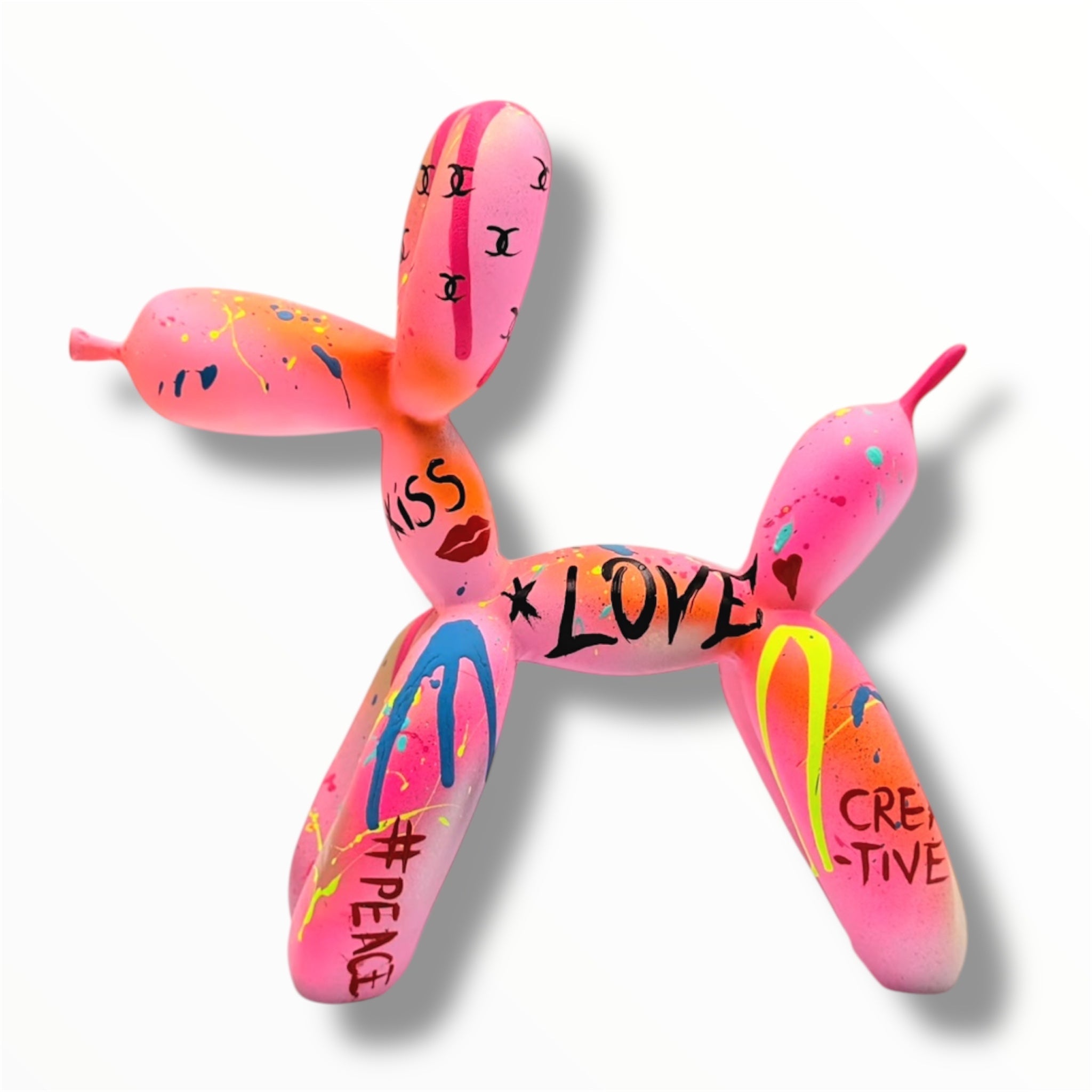 Pink Love Balon Köpek Heykeli