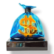 Money Bag Heykeli | Blue Chrome Edition Richie Bag