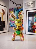Altın Krom Balon Tavşan Heykeli | Never Give Up Graffiti Pop Art