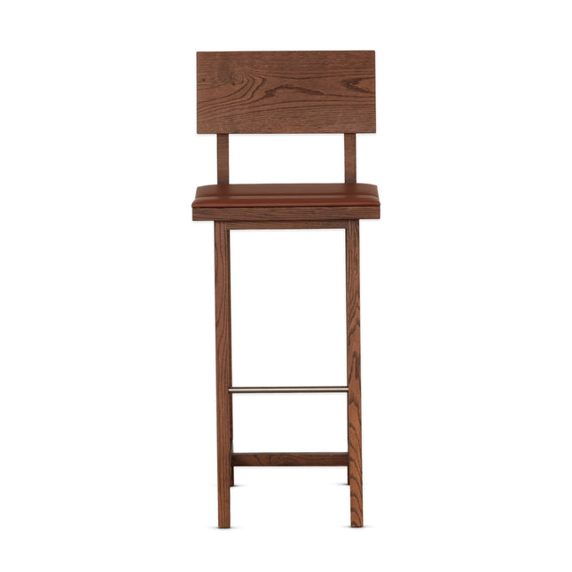 Pi Meşe Sırtlıklı Döşemeli Bar Sandalyesi-Sandalye-ANANAS DESIGN + CRAFTS-NowShopFun