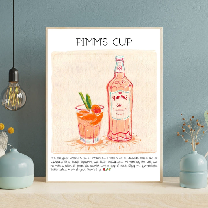 Pimm's Cup Cocktail Art Print Tasarım Poster-Tablo-Muff Atelier-No:1-21x30cm-NowShopFun